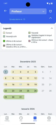 Ecran calendar profesor